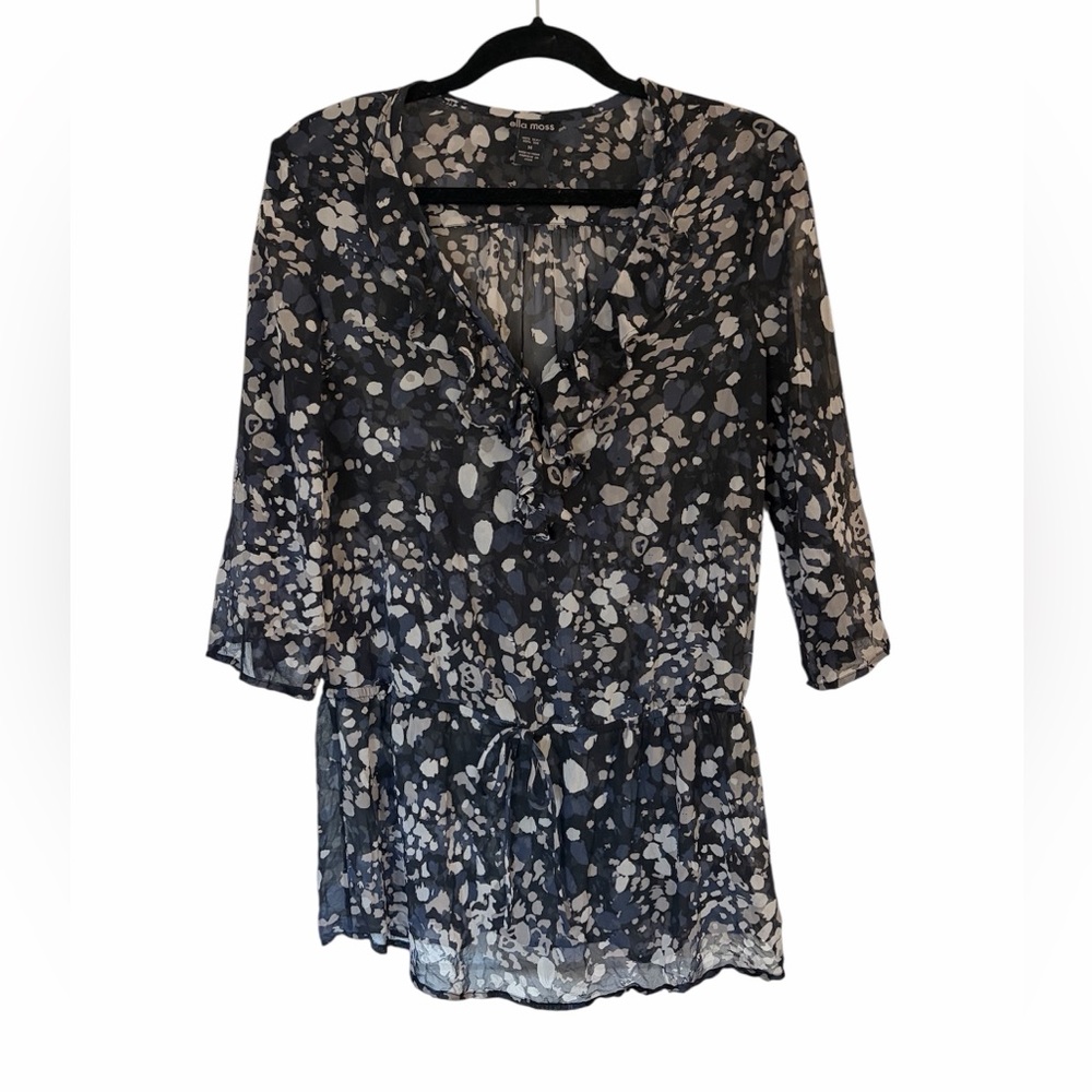 Silk Ruffle Slouchy Blouse - Picture 1 of 4